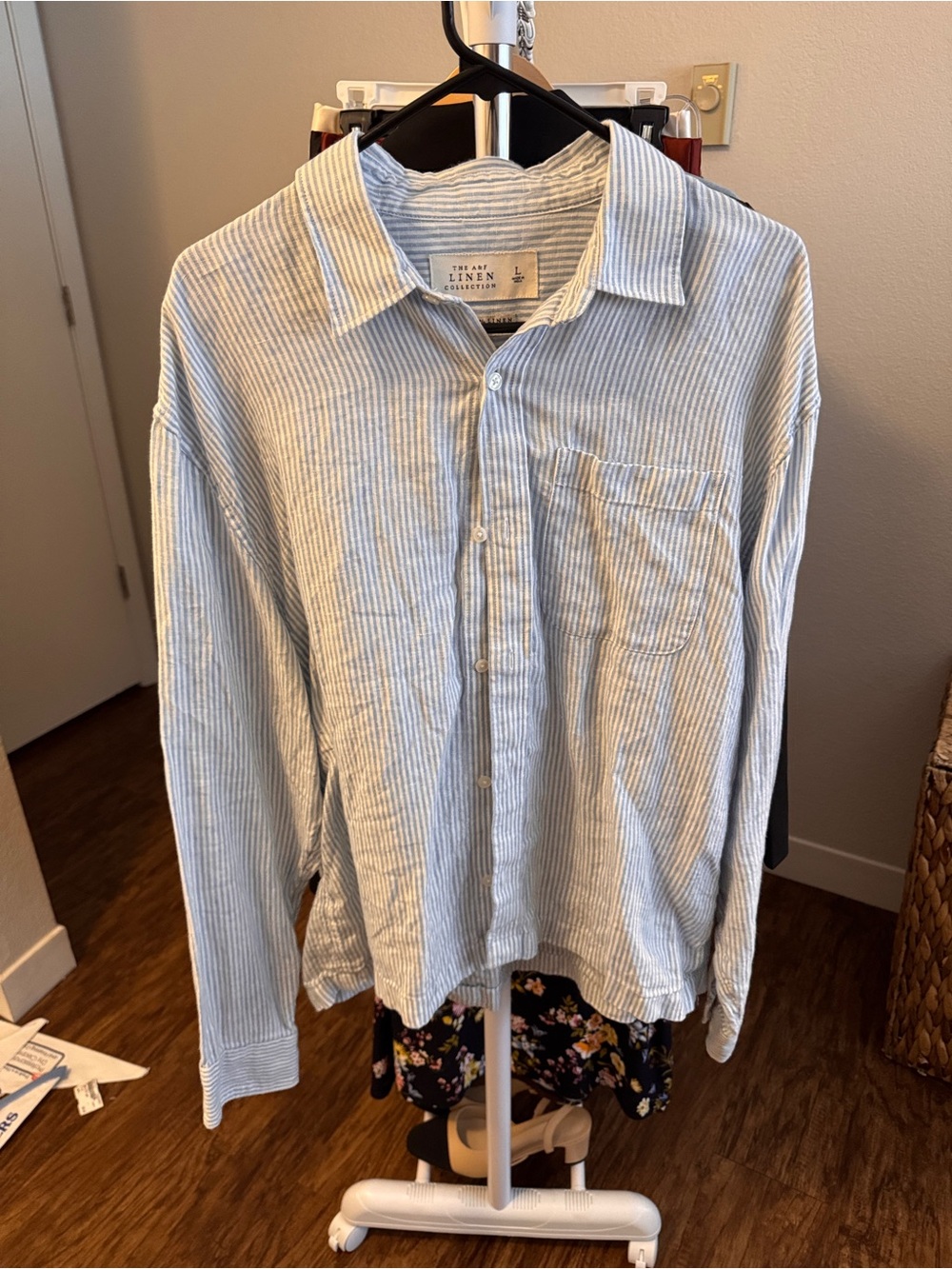 Abercrombie & Fitch Light Blue and White Striped Button-Down Shirt